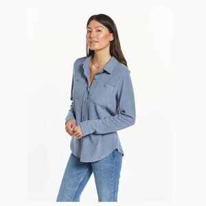 Thread & Supply Button Down Soft Light Blue Stone Heather Lewis Top Size Large